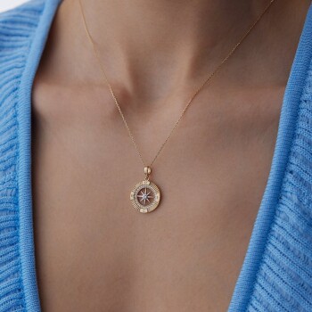 Taşlı Pusula Kolye - Özçelik