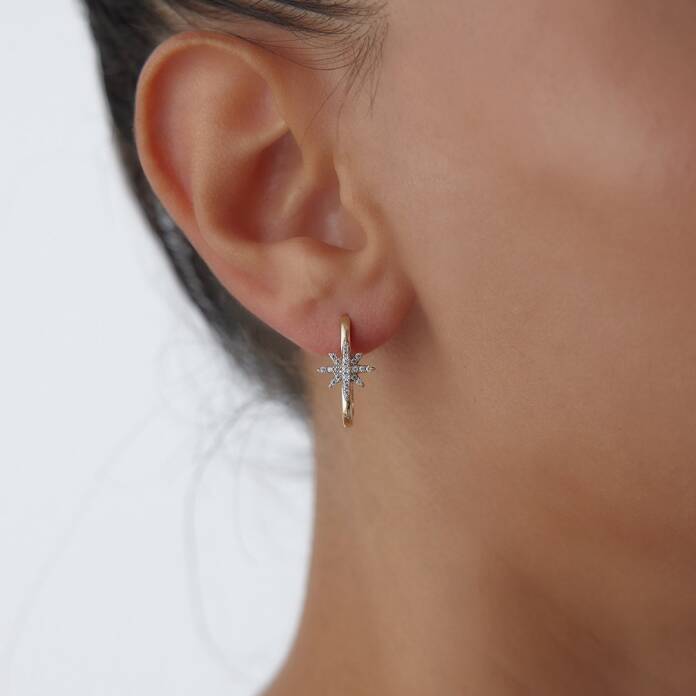 Taşlı Pusula Yıldızı Küpe - 1