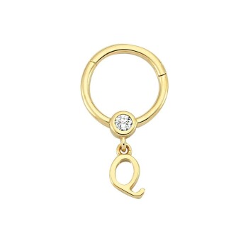Taşlı Q Harfi Sallantılı Helix Piercing - Dianora