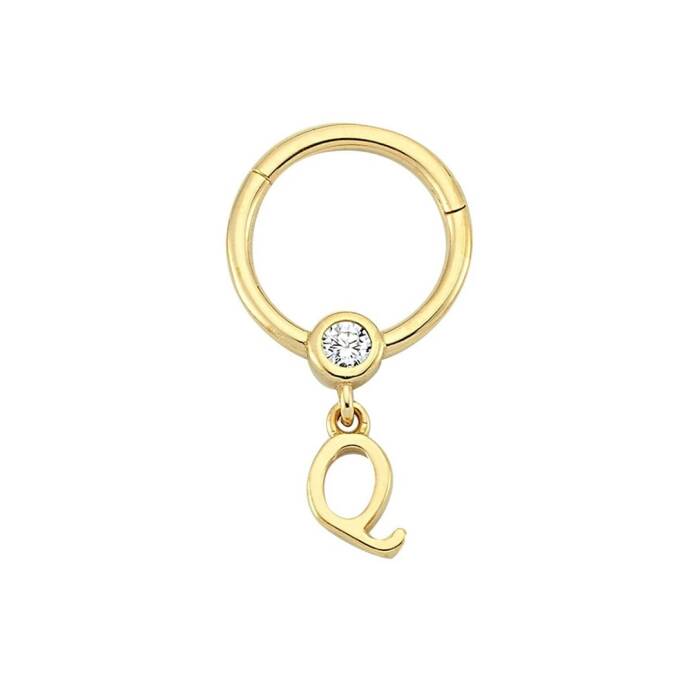 Taşlı Q Harfi Sallantılı Helix Piercing - 1
