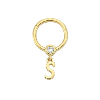 Taşlı S Harfi Sallantılı Helix Piercing - Dianora