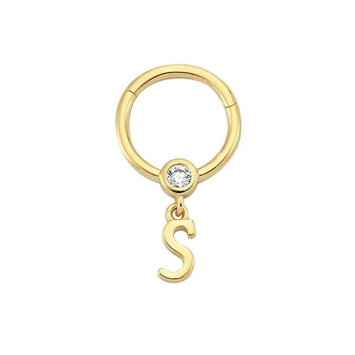 Taşlı S Harfi Sallantılı Helix Piercing - 1