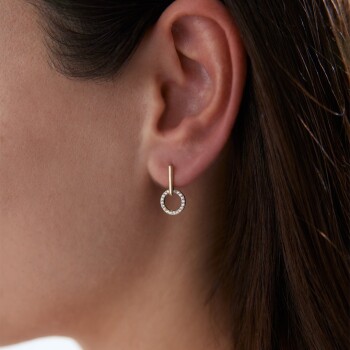 Taşlı Sallantılı Çember Küpe - Rayna