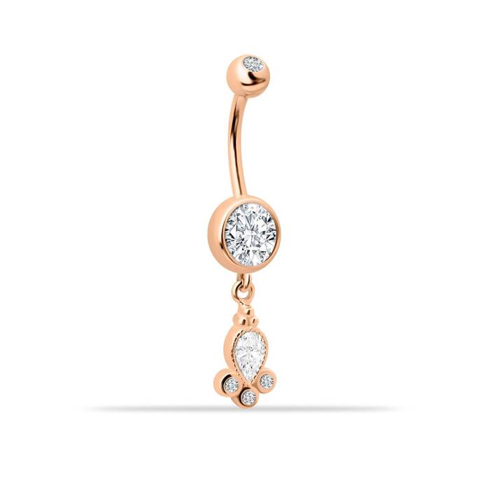 Taşlı Sallantılı Gösterişli Diamond Göbek Piercing - 1