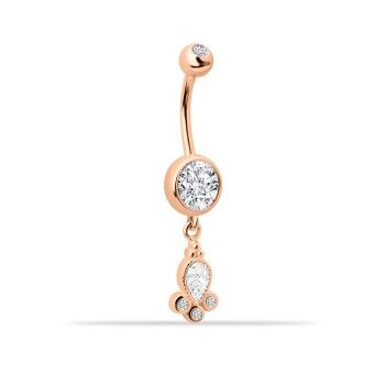 Taşlı Sallantılı Gösterişli Diamond Göbek Piercing - Dianora