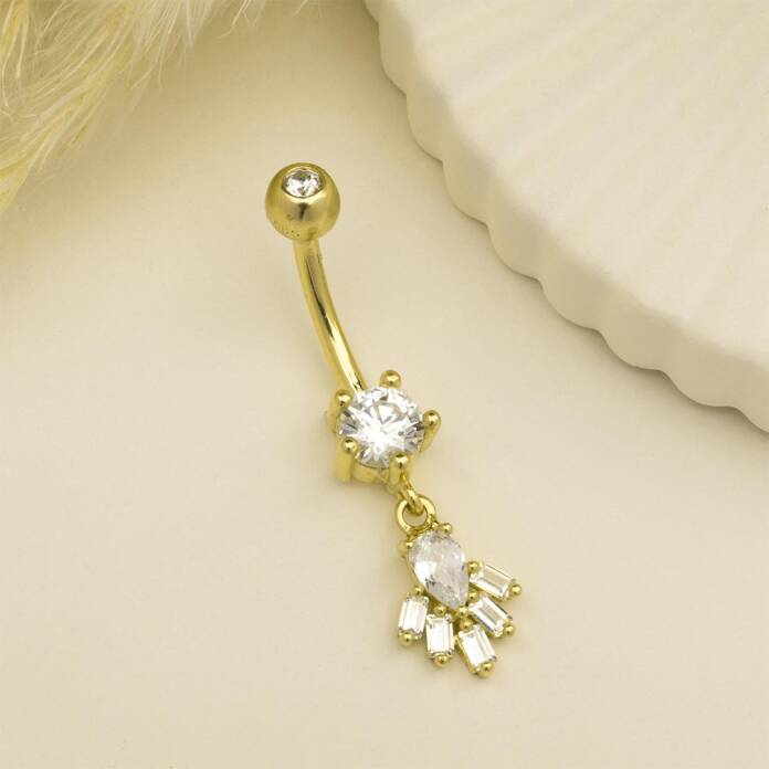 Taşlı Sallantılı Gösterişli Göbek Piercing - 2
