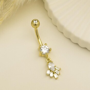 Taşlı Sallantılı Gösterişli Göbek Piercing - Dianora (1)