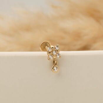 Taşlı Sallantılı Minimal Tragus Piercing - 3