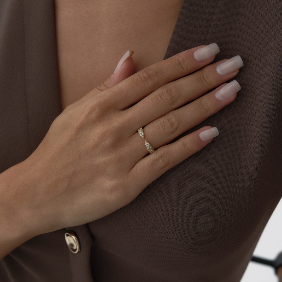 Taşlı Serpent Tail Yüzük - 3