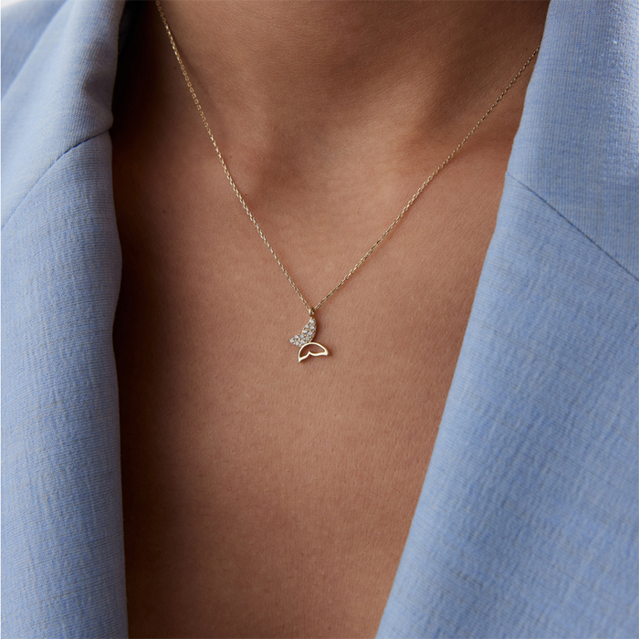 Taşlı Silüet Kelebek Kolye - Özçelik (1)