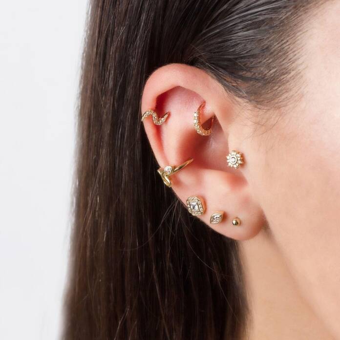 Taşlı Şimşek Minimal Tragus Piercing - 2