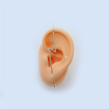 Taşlı Şimşek Motifli Hook Baston Küpe - Dianora (1)