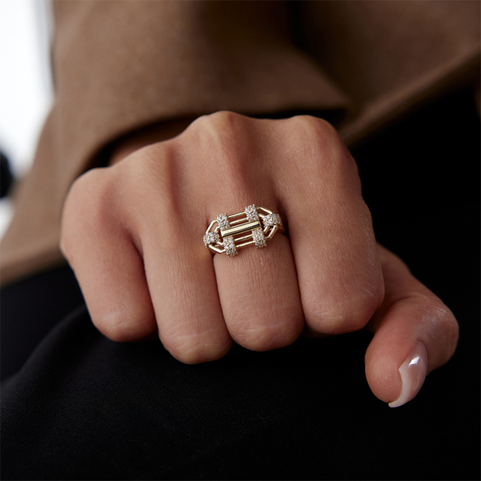 Taşlı Sıralı Halka Şövalye Yüzük - 1