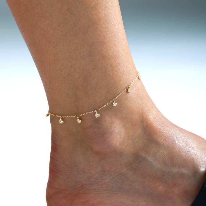 Taşlı Sıralı Kalp Halhal - 1