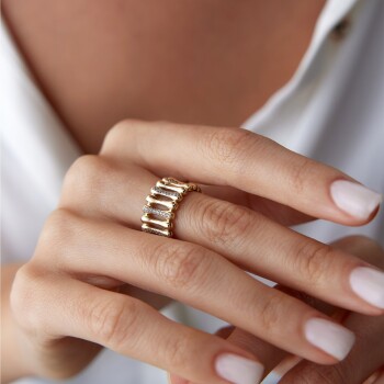 Taşlı Sıralı Kemik Yüzük - Özer (1)