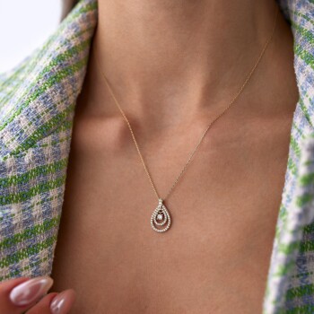 Taşlı Su Damlası Kolye - Koçak