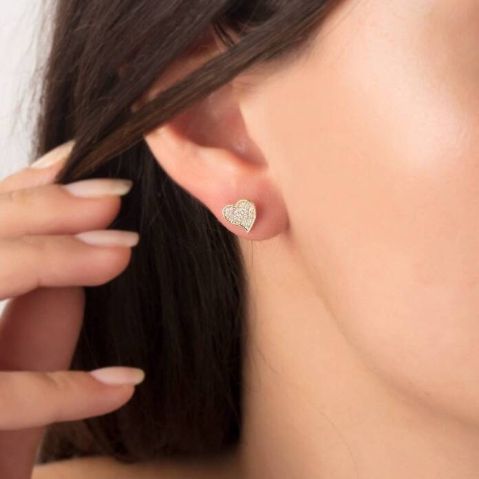 Taşlı Suv Kalp Küpe - 1