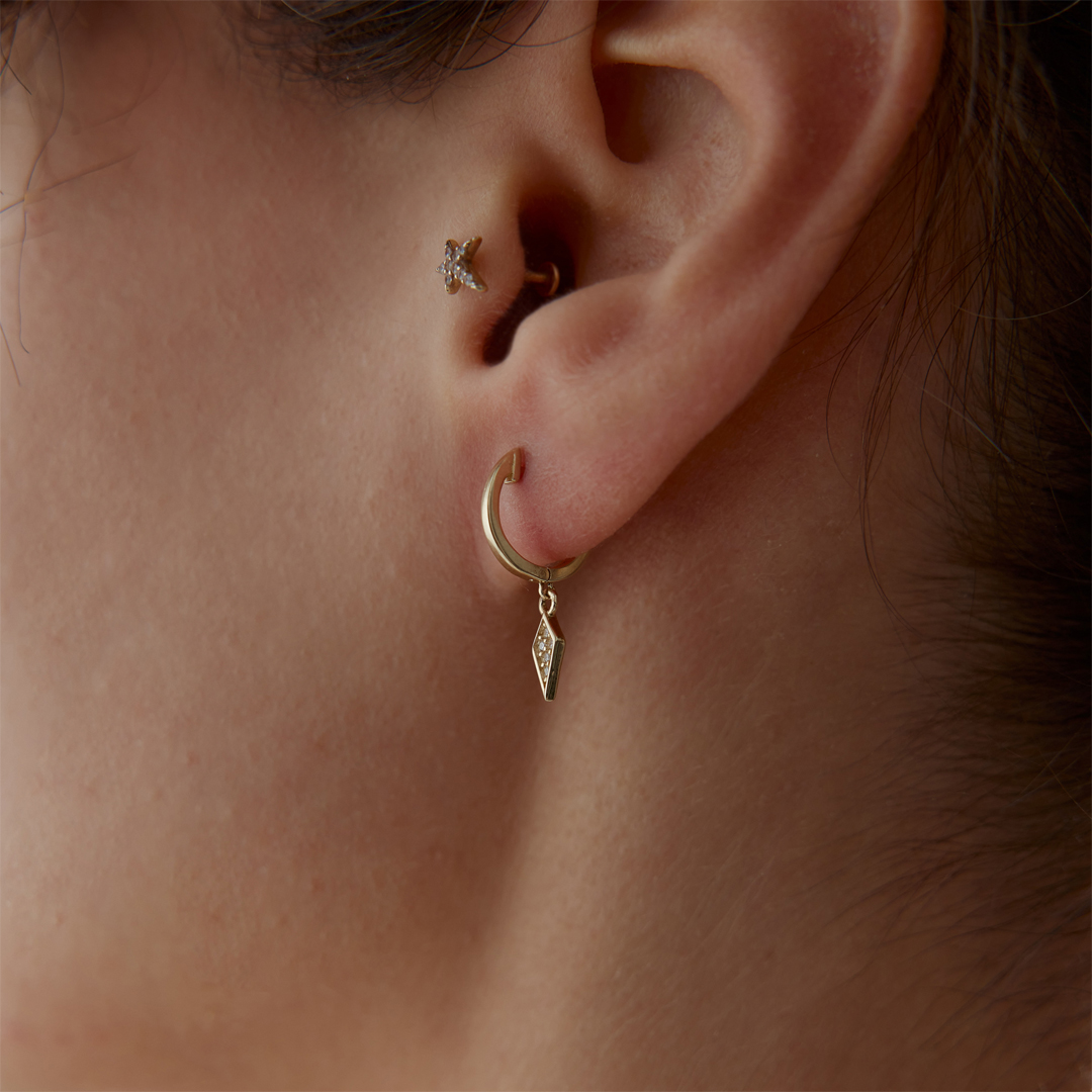 Taşlı Temren Küpe - 2