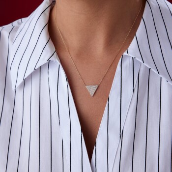 Taşlı Ters Üçgen Kolye - Rayna (1)