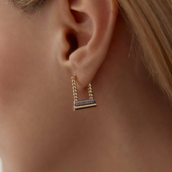 Taşlı Top Ataç Küpe - 1