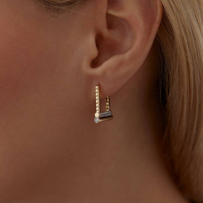 Taşlı Top Ataç Küpe - 2