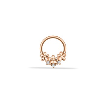 Taşlı Üç Çiçek Motifli Helix Piercing - Dianora