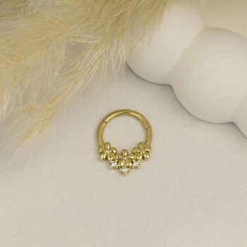 Taşlı Üç Çiçek Motifli Helix Piercing - Dianora (1)
