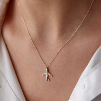 Taşlı Uçak Kolye - Rayna