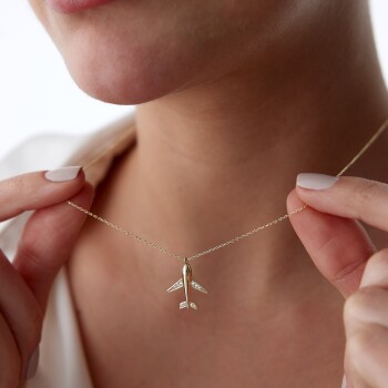 Taşlı Uçak Kolye - Rayna (1)