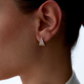 Taşlı Üçgen Küpe - Arax