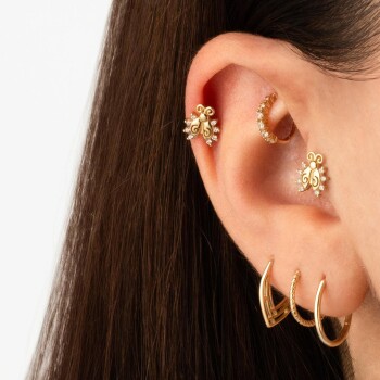 Taşlı Uğur Böceği Motifli Minimal Tragus Piercing - 2