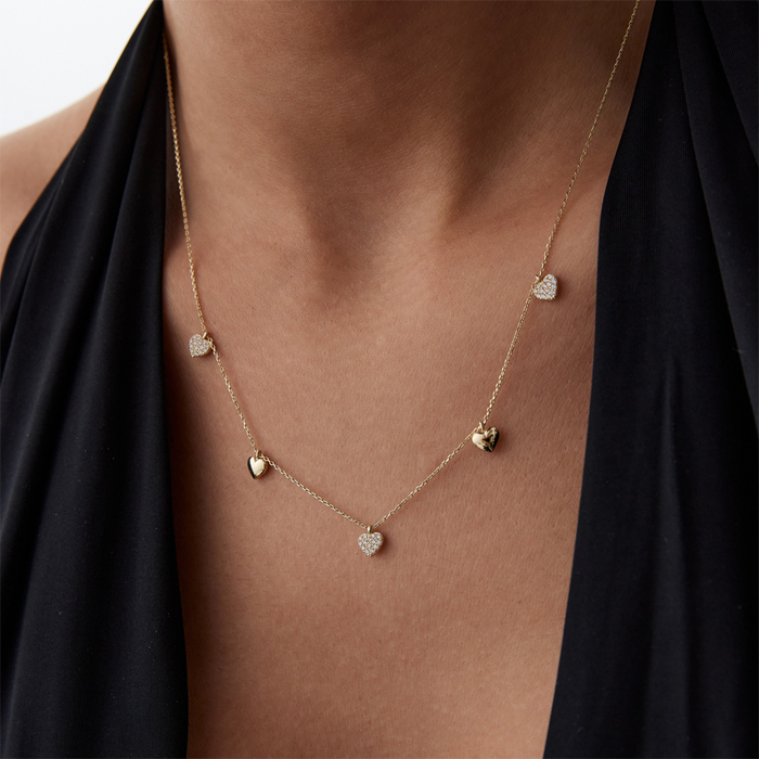 Taşlı ve Sıvama Kalp Kolye - Özçelik (1)