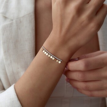 Taşlı ve Yuvarlak Pul Charmlı Bileklik - Rayna