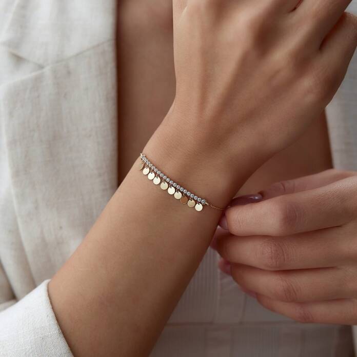 Taşlı ve Yuvarlak Pul Charmlı Bileklik - 1