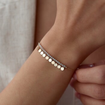 Taşlı ve Yuvarlak Pul Charmlı Bileklik - Rayna (1)