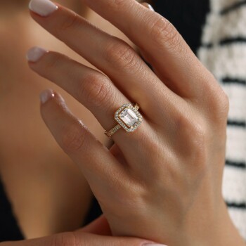 Taşlı Yansıma Baget Yüzük - Oragold Orhan