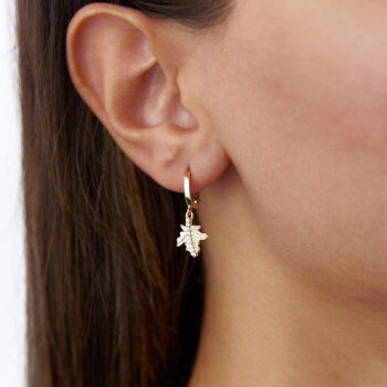 Taşlı Yaprak Küpe - 2