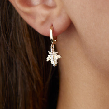 Taşlı Yaprak Küpe - 1