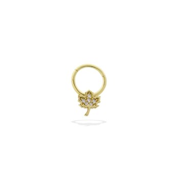 Taşlı Yaprak Motifli Helix Piercing - Dianora