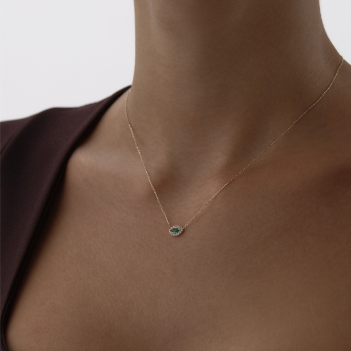 Taşlı Yeşil Göz Kolye - 3