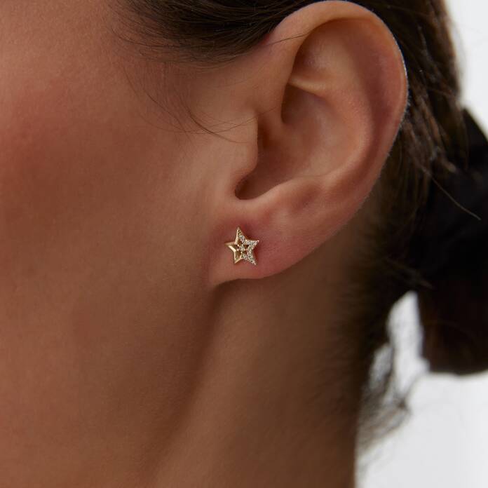 Taşlı Yıldız Küpe - 2