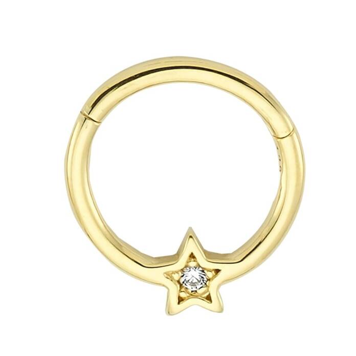Taşlı Yıldız Minimal Halka Piercing - 2