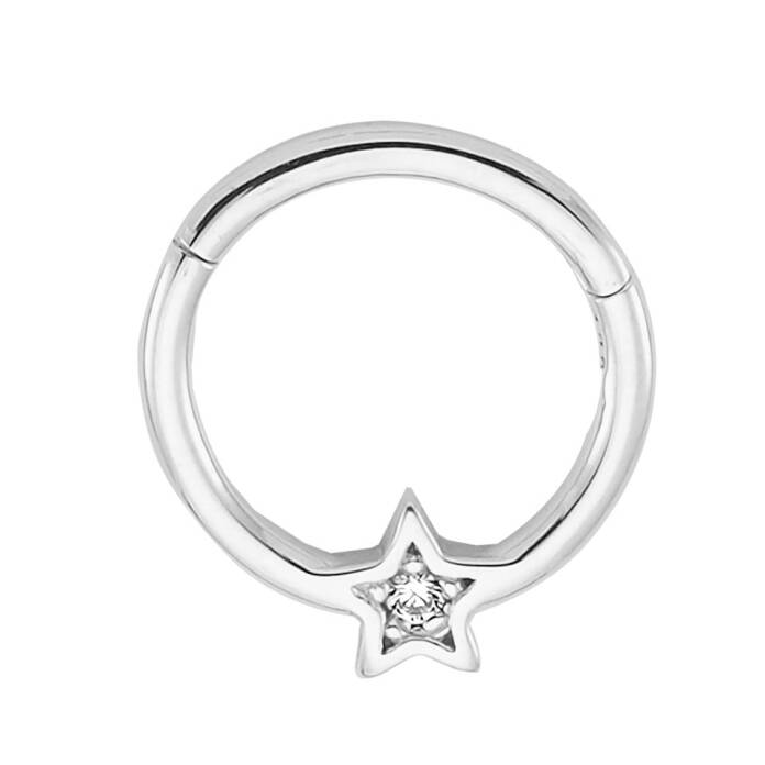 Taşlı Yıldız Minimal Halka Piercing - 3