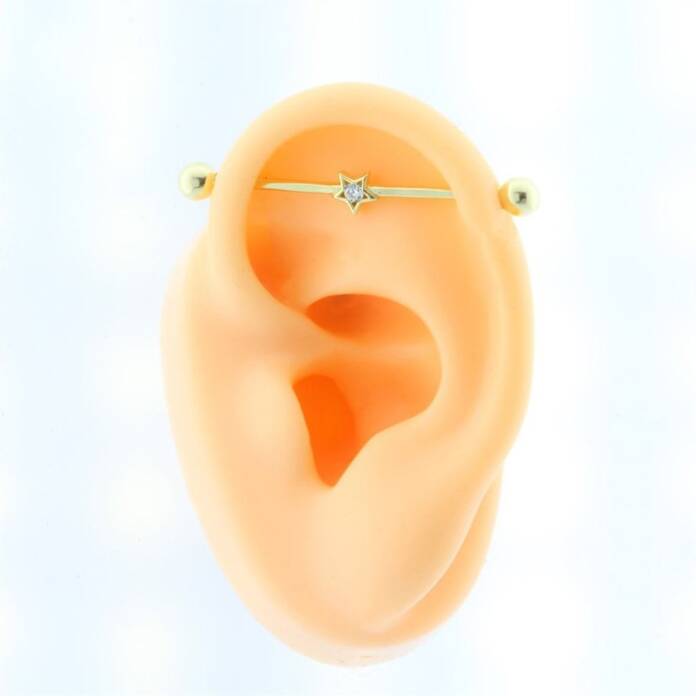 Taşlı Yıldız Motifli Köprü Piercing - 3