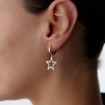 Taşlı Yıldız Sallantılı Küpe - CNR