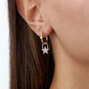 Taşlı Yıldız Sallantılı Küpe - Garo