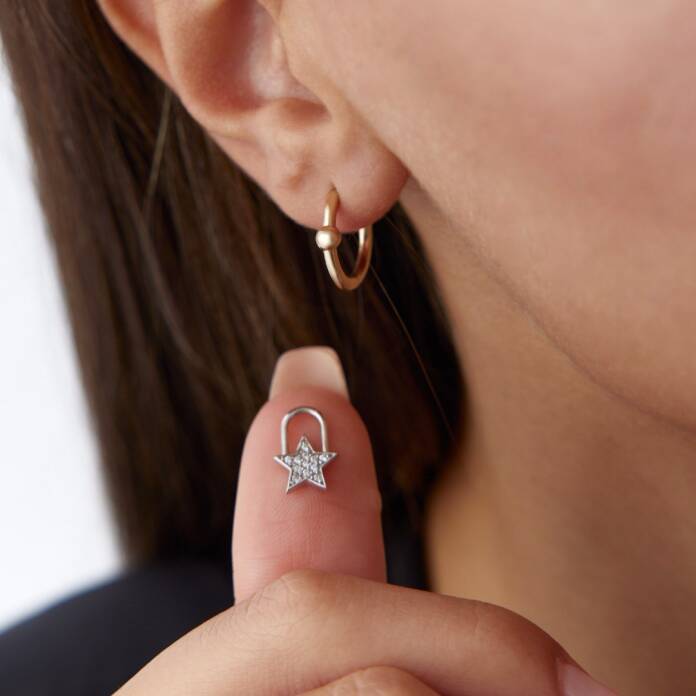 Taşlı Yıldız Sallantılı Küpe - 3