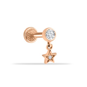 Taşlı Yıldız Sallantılı Minimal Tragus Piercing - Dianora