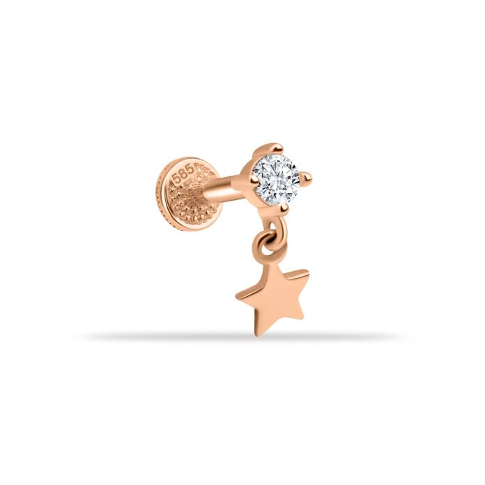 Taşlı Yıldız Sallantılı Minimal Tragus Piercing - 1