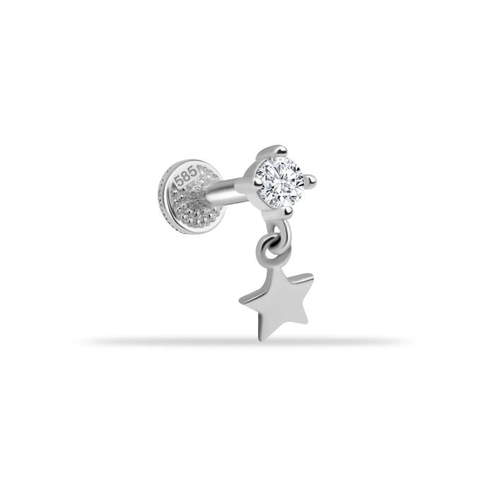 Taşlı Yıldız Sallantılı Minimal Tragus Piercing - 3